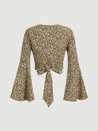 SHEIN MOD Блузка с запахом с цветочным принтом с узлом