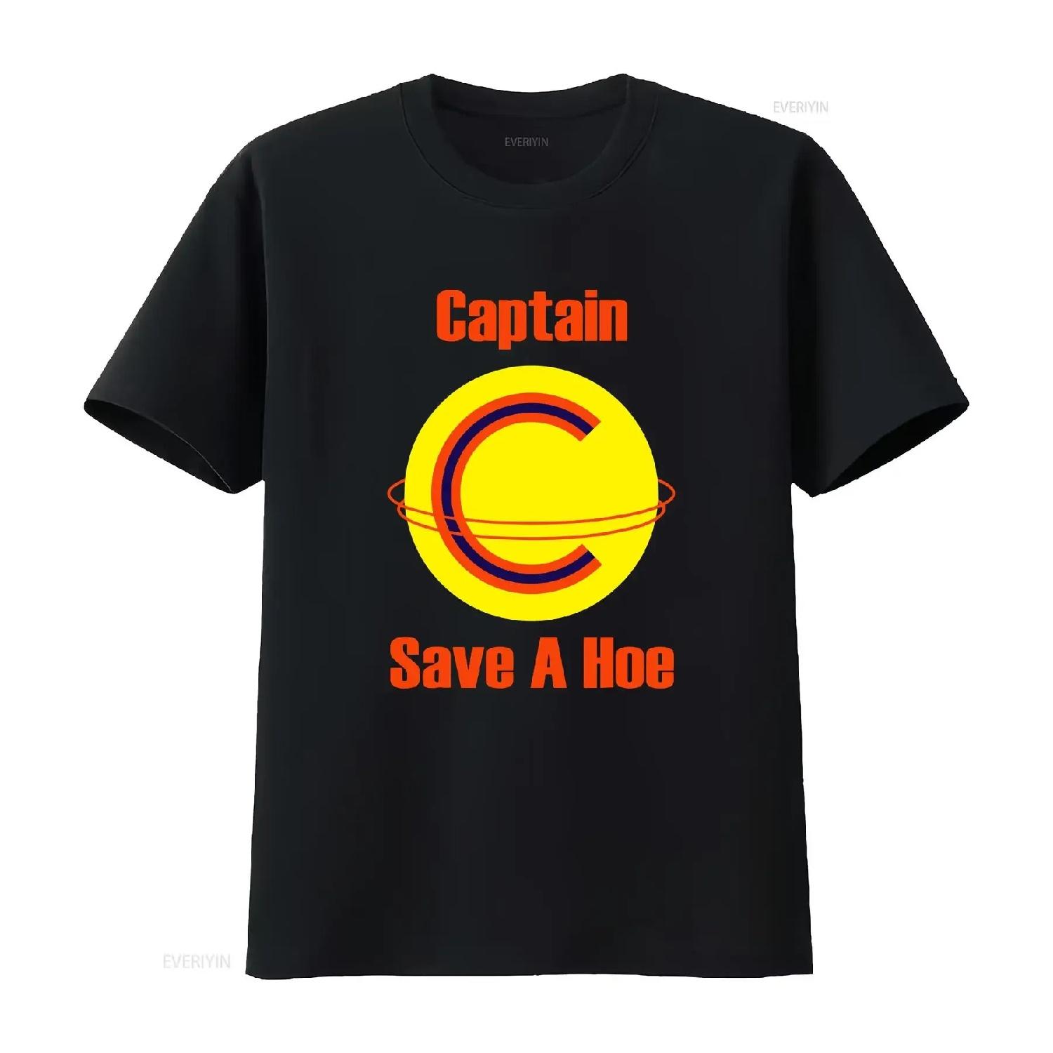 Винтажная ретро футболка Captain Save A Hoe Размер S 5XL винтажная Выстиранная Мягкая графичная Дышащая уличная одежда Слегка homme