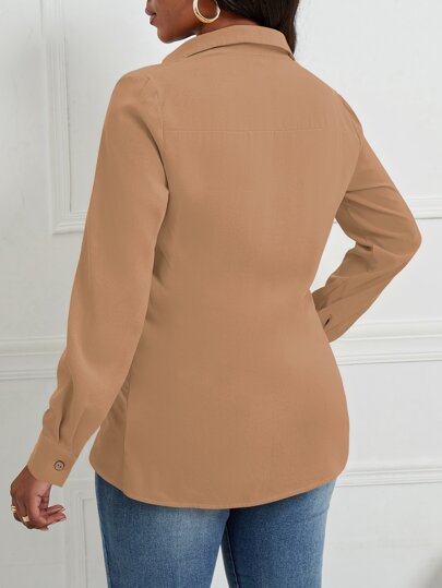 SHEIN SXY Twist Front Asymmetrical Hem Blouse