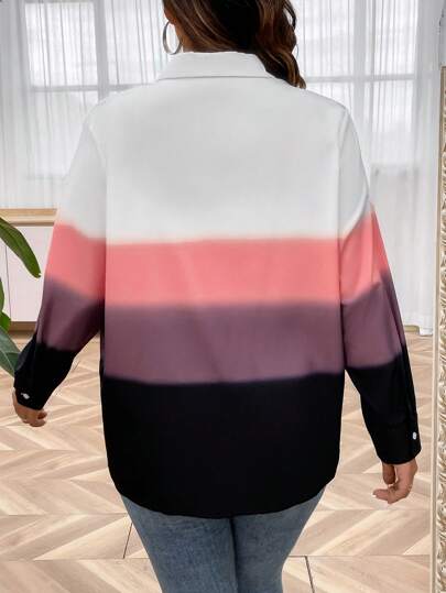 SHEIN LUNE размера плюс Рубашка контрастный со спущенным плечом