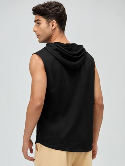SHEIN BASICS для мужчины Майка однотонный на кулиске с капюшоном