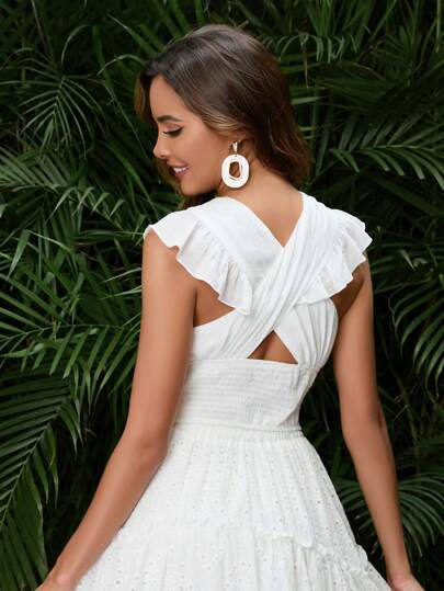 SHEIN Frenchy Блуза однотонный с оборкой со сборкой