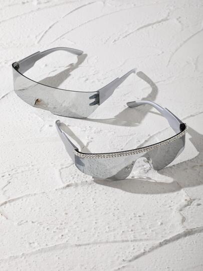 2pcs Women One-piece Frame Fashion Glasses For Daily Decoration