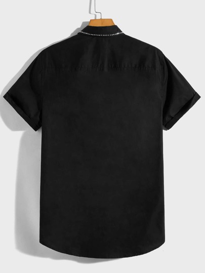 SHEIN для мужчины Рубашка со стразами с карманом