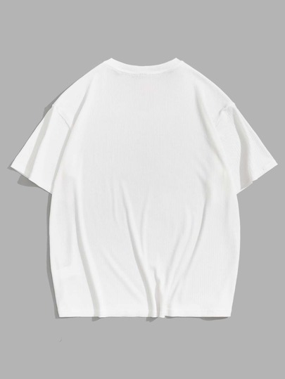 SHEIN для мужчины Однотонная футболка вязаный в рубчик