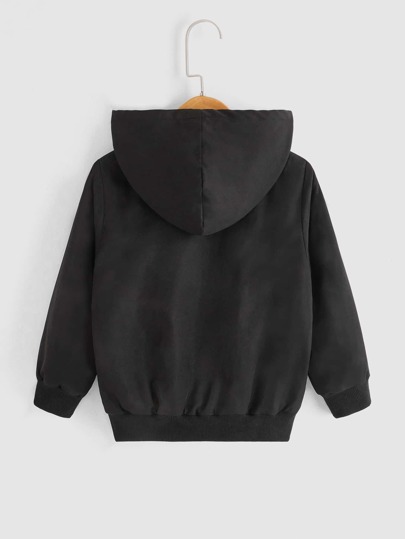 SHEIN Куртка с текстовой заплатой на плюшевой подкладке с капюшоном