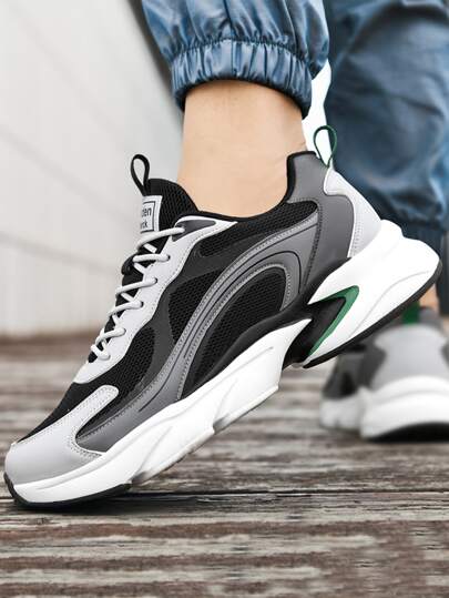 Men Colorblock Lace-up Front Chunky Sneakers