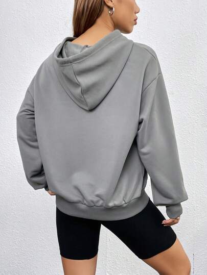 SHEIN EZwear Худи солнце & с принтом гриба со спущенным плечом на кулиске