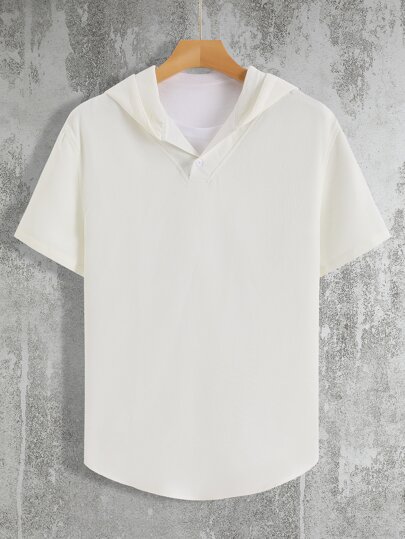 Men Solid Hooded Shirt Without Tee