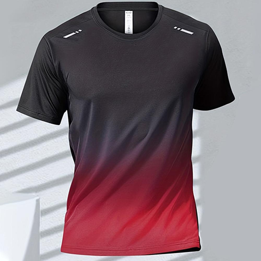 Мужская футболка с 3D-принтом для спорта, бега, быстросохнущая, градиентная, с коротким рукавом, для тренировок на открытом воздухе, баскетбола, тренировок, бега