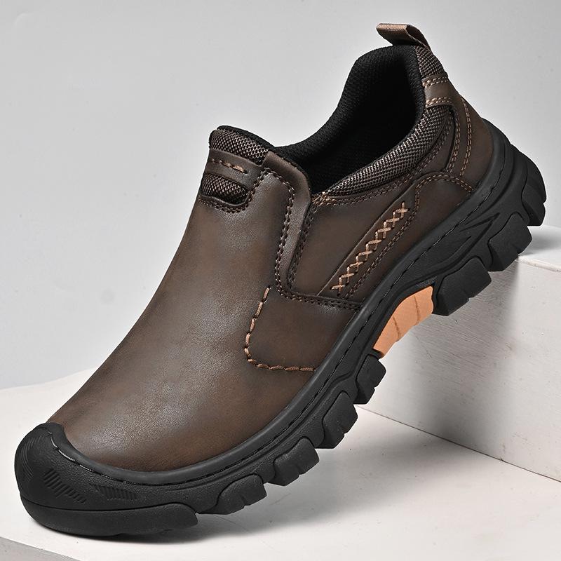 Мужские кожаные походные и повседневные ботинки на толстой подошве, износостойкие