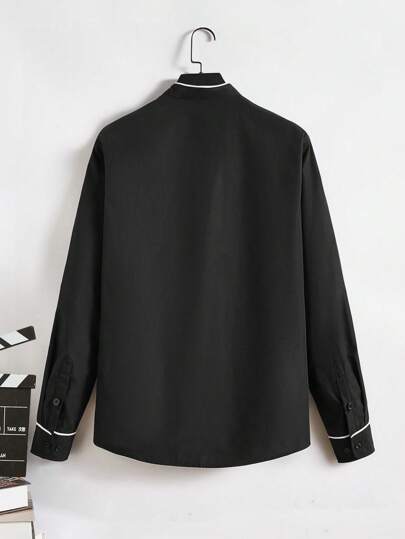 SHEIN Men Contrast Piping Button Up Shirt