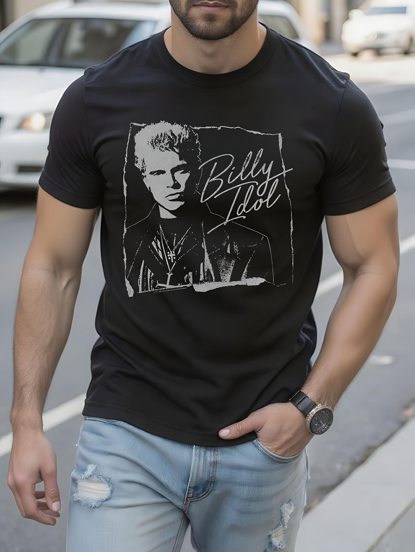 Футболка с графическим принтом Billy Idol Signature Torn Cursive - Винтаж...