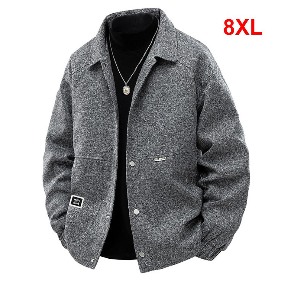 Куртка 8XL Большого Размера Мужская Винтажная Куртка Пальто Модная Повседневная Однотонные Пальто Мужская Весна Осень Верхняя Одежда Большого Размера 8XL