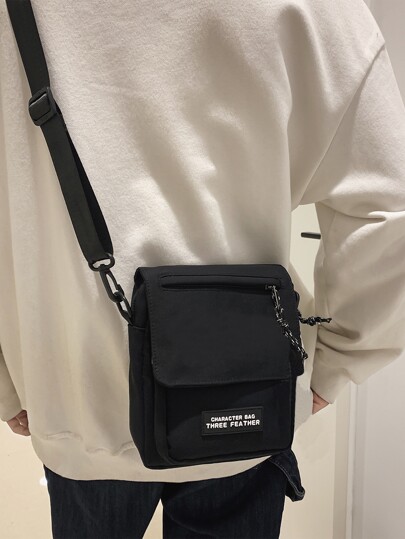 Mini Men Letter Graphic Flap Square Bag