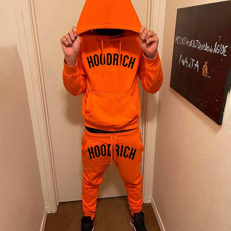 Новый модный бренд мужской комплект свитшот с капюшоном HOODRICH печатный комплект повседневный спортивный мужской костюм