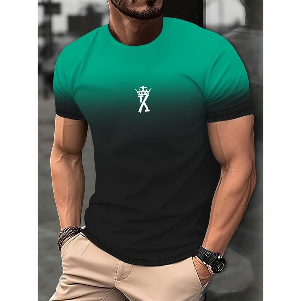 Мужская повседневная футболка с разноцветным принтом Футболка King Fitness Shirt Oversize Топы с коротким рукавом для мальчиков Винтажные мужские футболки