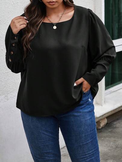 SHEIN CURVE+ размера плюс Блуза с пуговицами сзади