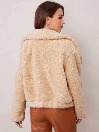 SHEIN Unity Куртка тедди с каскадным воротником