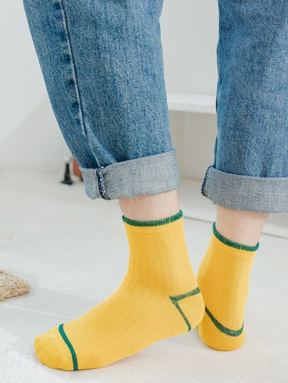 10pairs Men's Mid-calf Socks, 10 Colors, Solid & Striped, Anti-odor And Sweat-absorbent, Casual & Versatile, Suitable For Daily Life