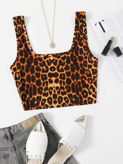 SHEIN Unity-F  Leopard Print Crop Tank Top