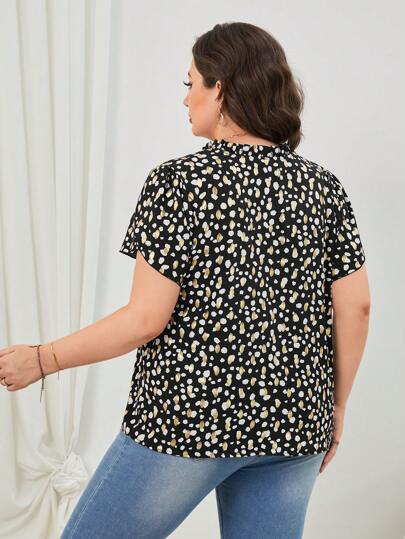 SHEIN Essnce размера плюс Блуза с принтом с воротником-бантом