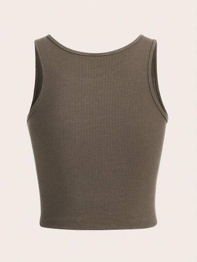 ROMWE X Atosha  Mushroom & Heart Print Ribbed Tank Top