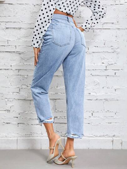SHEIN Frenchy Рваные джинсы с высокой талией