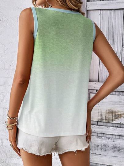 SHEIN LUNE Майка омбре с контрастной отделкой