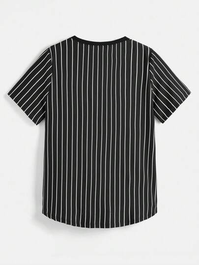 SHEIN EZwear размера плюс Футболка в полоску с текстовым принтом