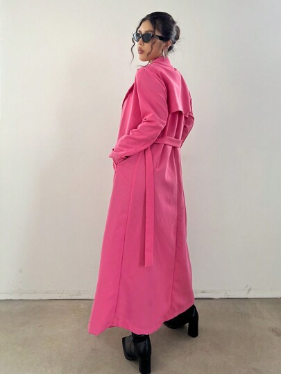 SHEIN MOD Тренч с лацканами с поясом длинный