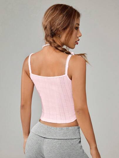 SHEIN Qutie Топ на бретельках с контрастной отделкой