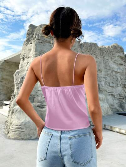 SHEIN EZwear Топ на бретельках однотонный с драпировкой