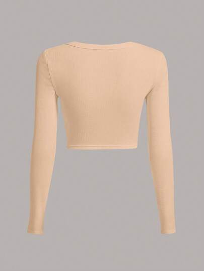 SHEIN EZwear Кроп-футболка однотонный с круглым вырезом