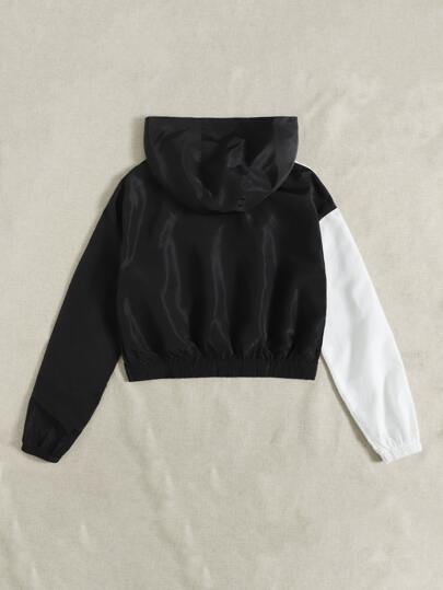 SHEIN Куртка двухцветный с текстовым принтом с капюшоном