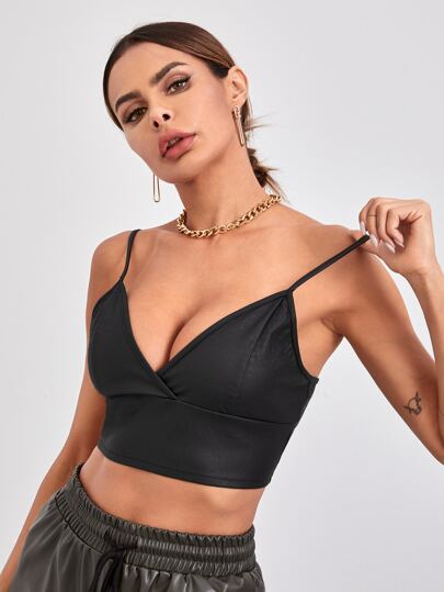 Укороченный топ Bralette из искусственной кожи