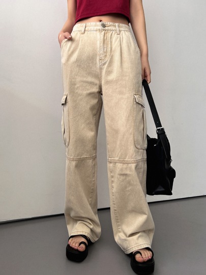 DAZY Flap Pocket Side Cargo Jeans