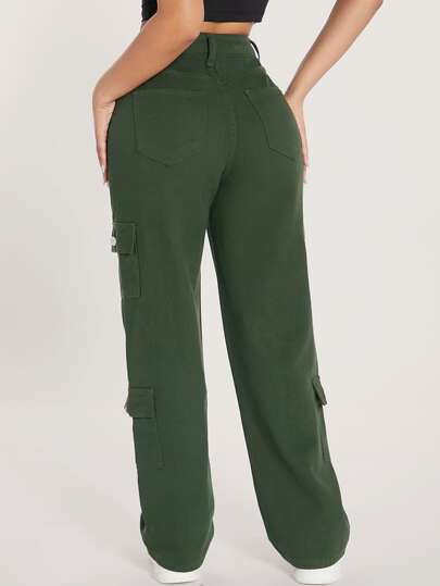 SHEIN PETITE Джинсы бойфренд с карманом