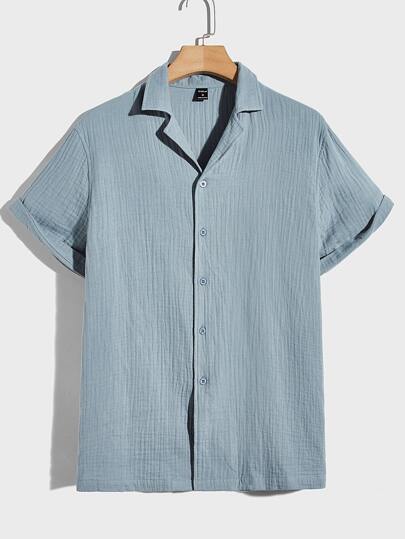 SHEIN Men Solid Button Front Shirt