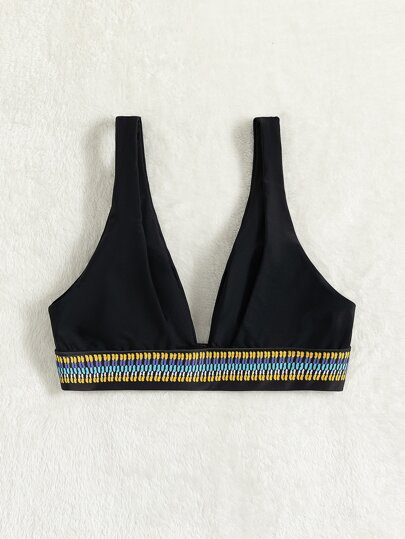 Tape V Neck Bikini Top